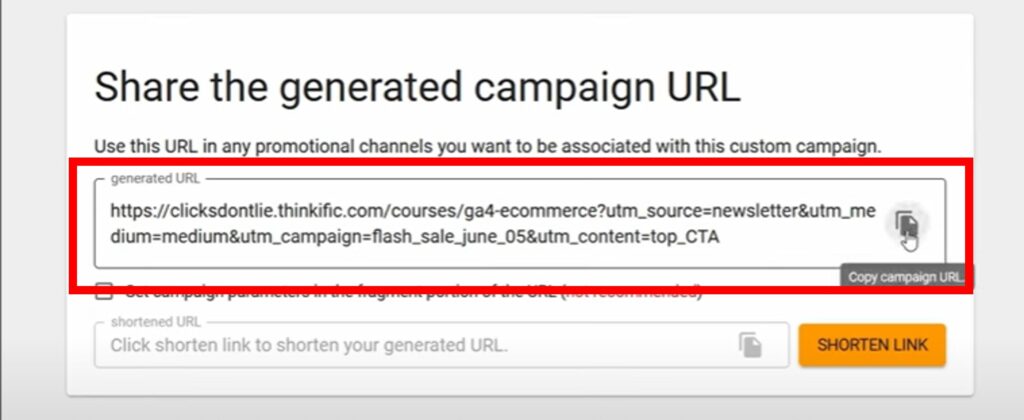 Generated utm-tagged campaign url for precise performance tracking, showing how you measure results in home services marketing through link-level analytics