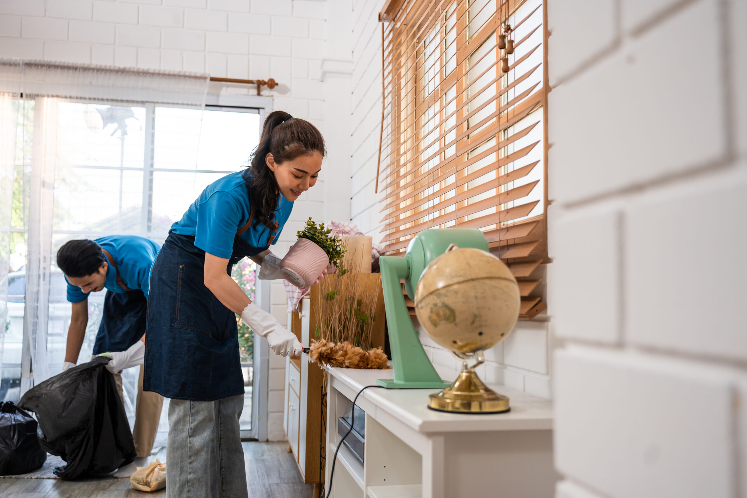 Cleaning service workers