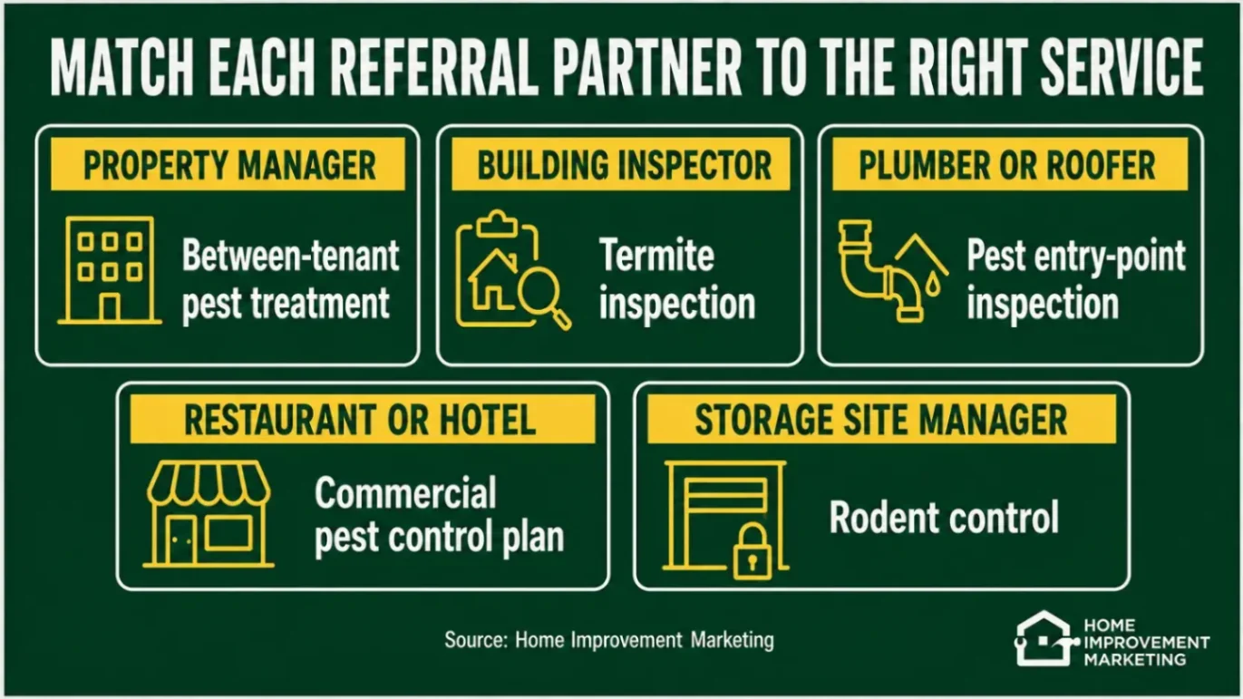 Chart demonstrating referral partner pairings for pest control businesses